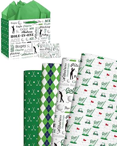 Golf-themed gift bag with tissue and card