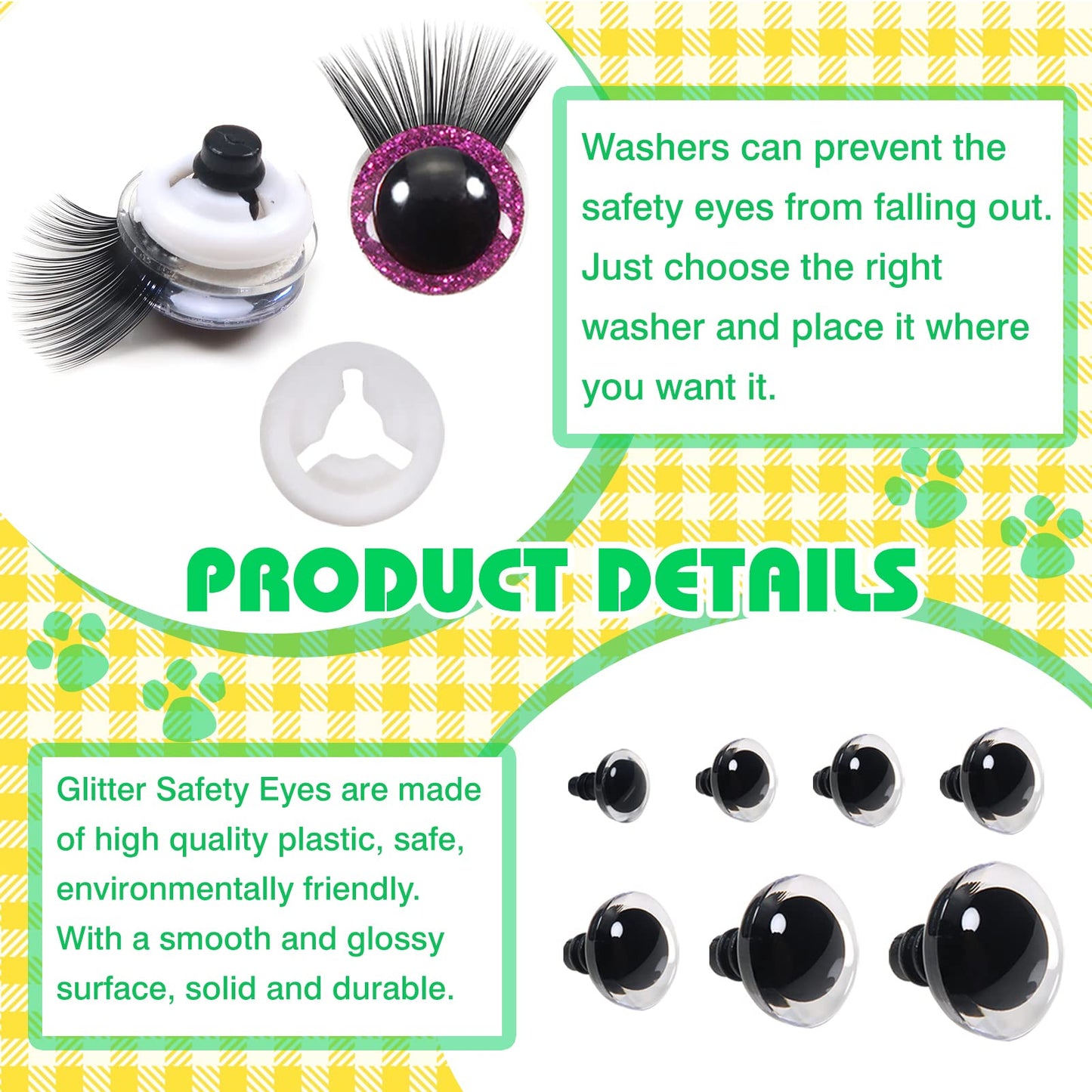 28pcs Washable Black Safety Eyes for Amigurumis and Dolls