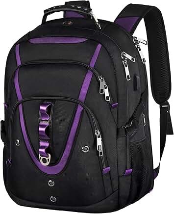 Large 18.4" Travel Backpack with USB, RFID, and Water Resistance
