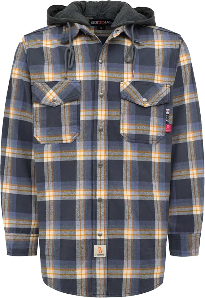 Heavyweight Flannel Hooded Button-Down Shirt