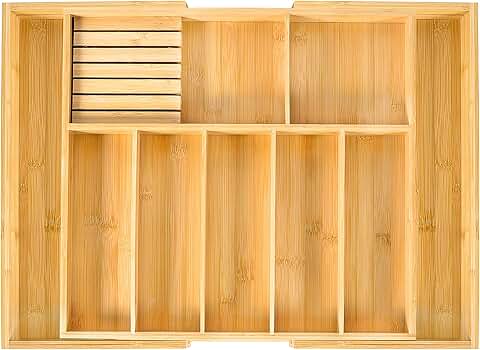 Extra Large Bamboo Kitchen Utensil and Cutlery Organizer