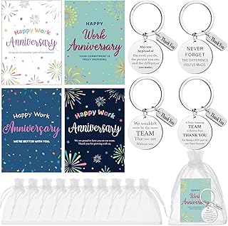 24 Happy Work Anniversary Card and Keychain Gift Sets