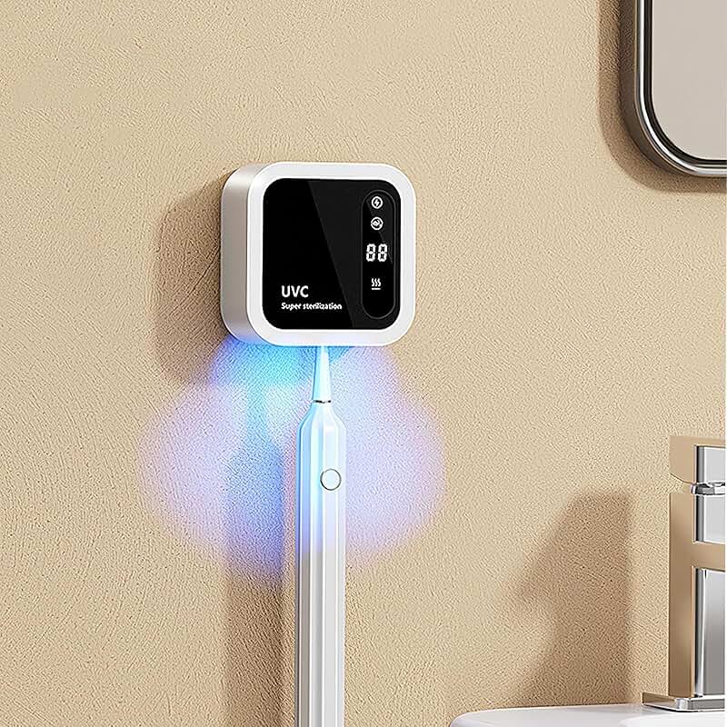 Wall-mounted electric toothbrush holder with drying and display