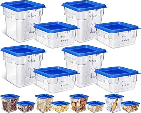 8-piece set of square food storage containers with lids