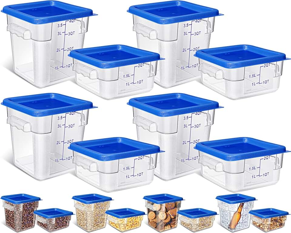 8-piece set of square food storage containers with lids