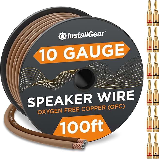 12 Gauge 100ft Speaker Wire with 12 Banana Plugs
