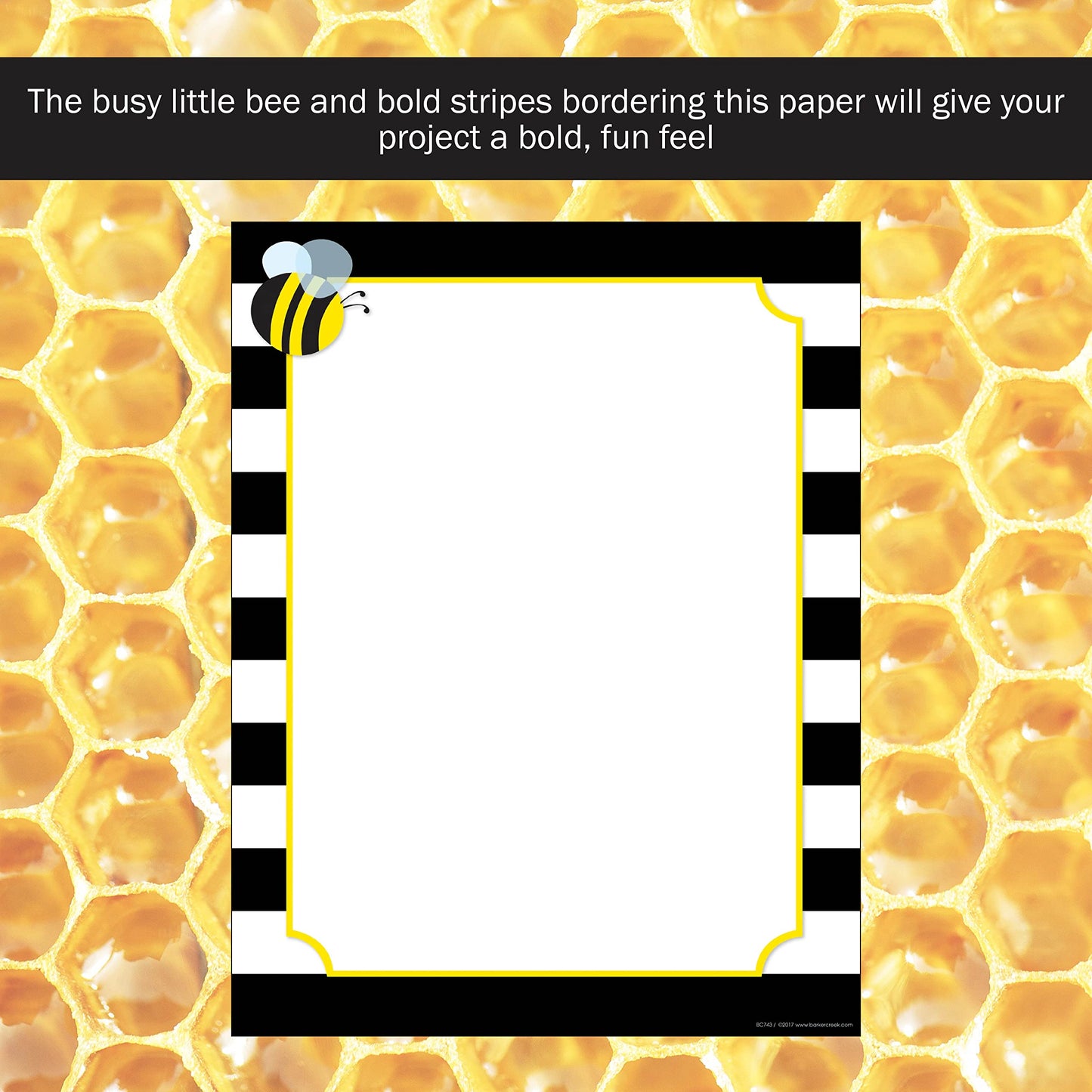 Decorative Bee Striped Printer Paper, 8.5 x 11, 50 Sheets