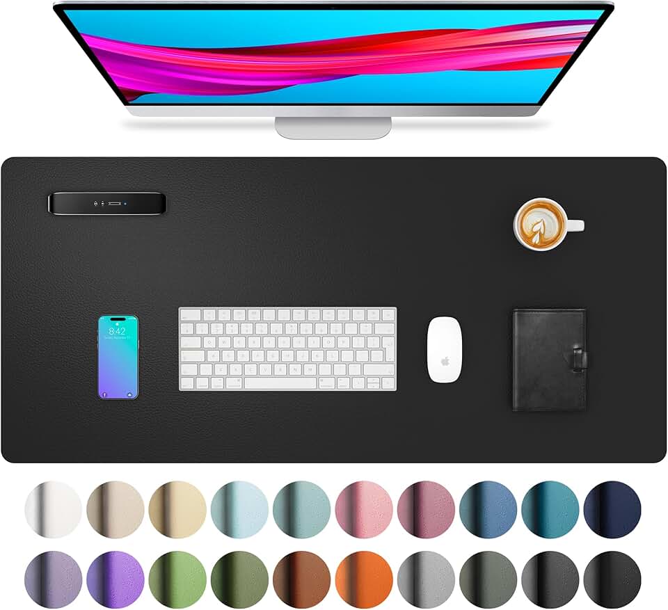 Non-Slip Waterproof PU Leather Desk Pad, 23.6" x 13.7"