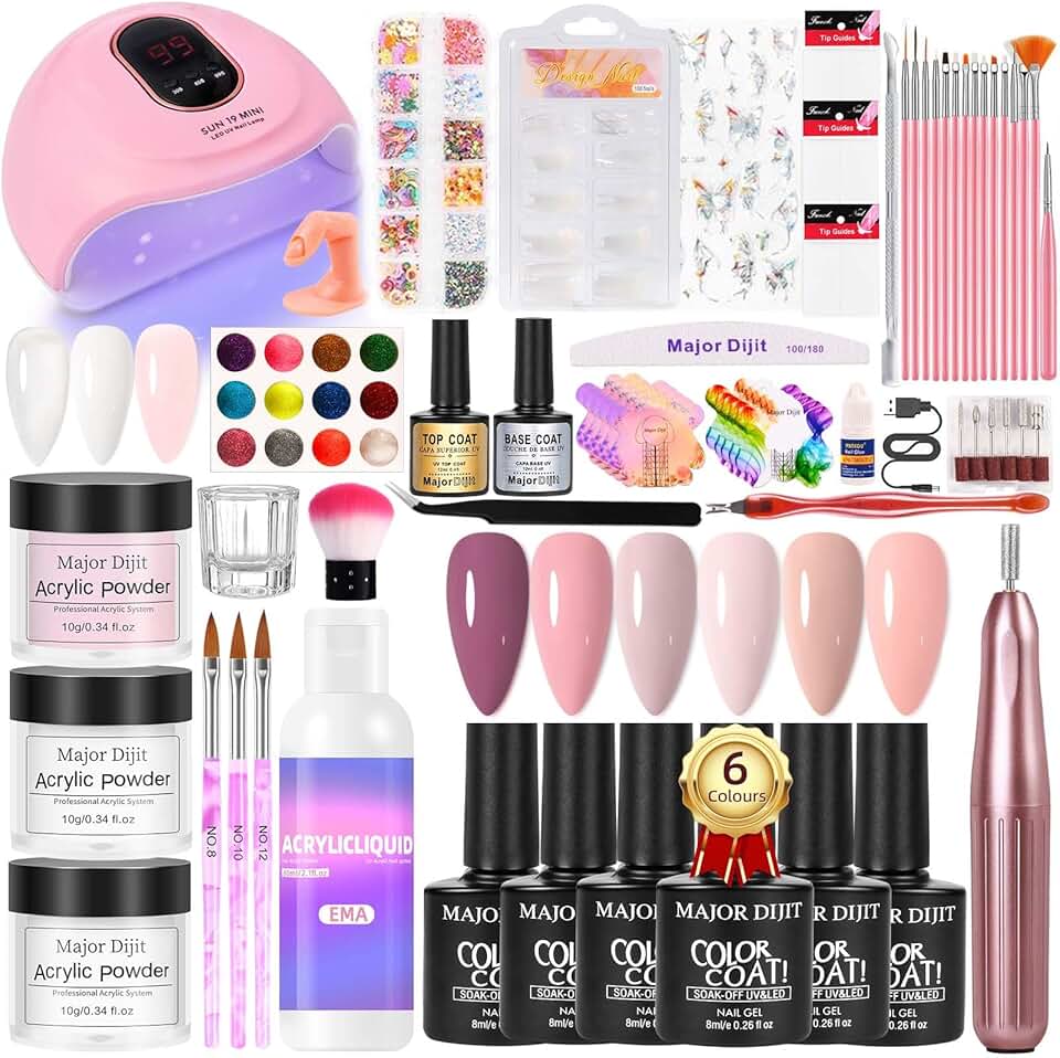 Acrylic Nail Kit with Drill, Polishes, Lamp, and Tools