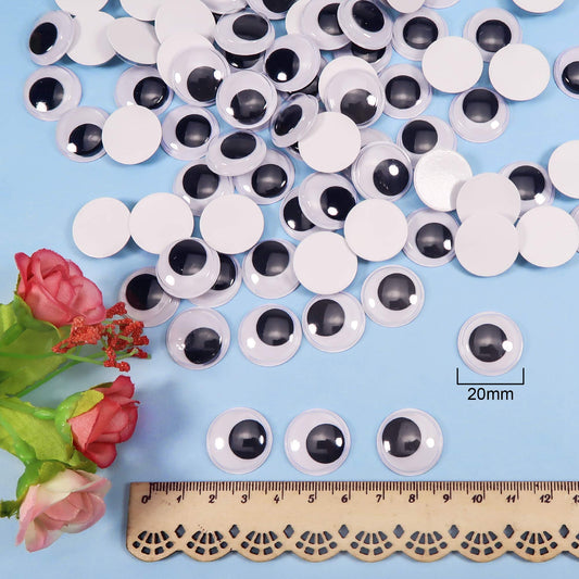 300pcs 20mm Self-Adhesive Black Wiggle Googly Eyes