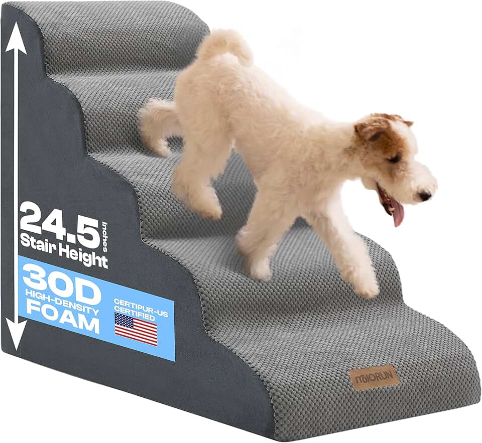 Dog Stairs for High Beds, 5-Step Foam Ramp