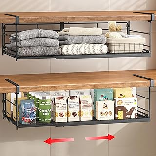 Expandable under cabinet shelf, 2-pack, black