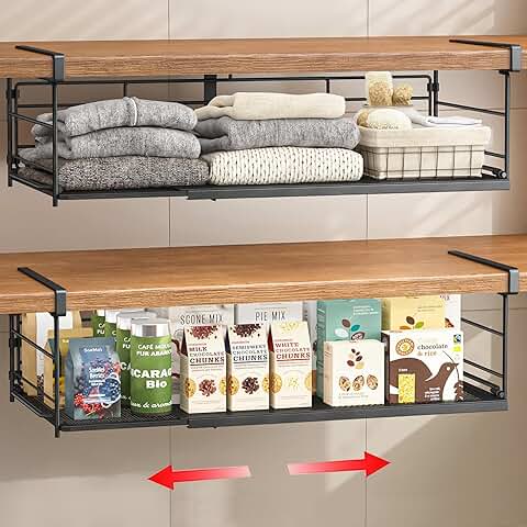 Expandable under cabinet shelf, 2-pack, black