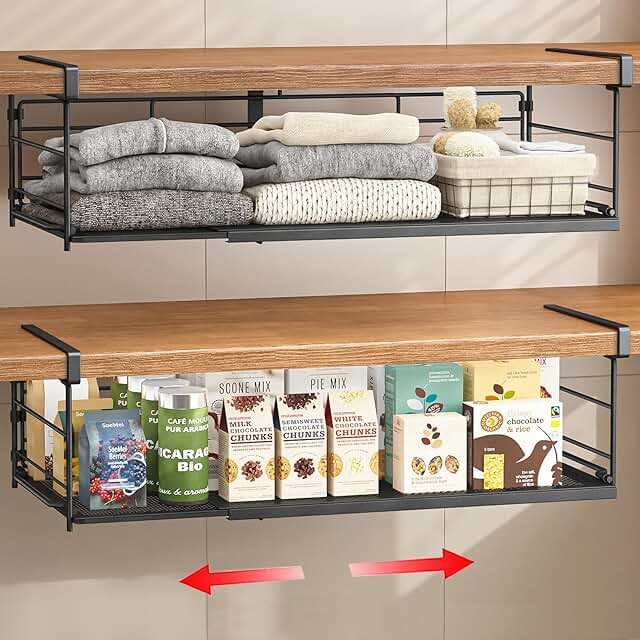Expandable under cabinet shelf, 2-pack, black