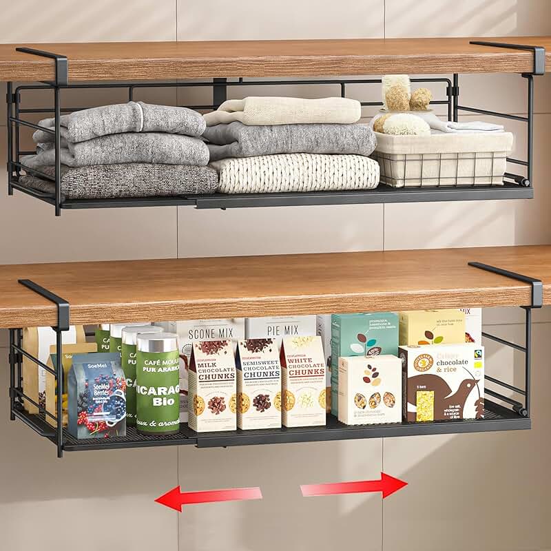 Expandable under cabinet shelf, 2-pack, black