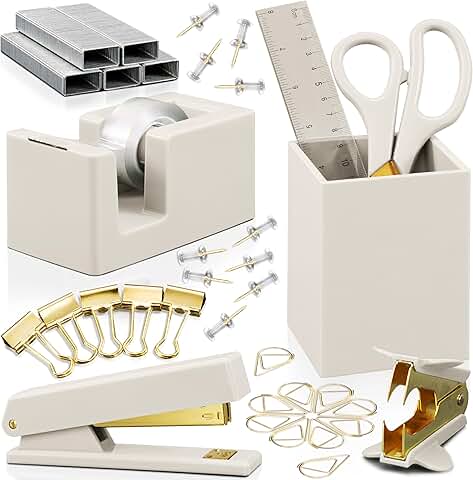 Aesthetic Desk Organizer Set with Gold Finish
