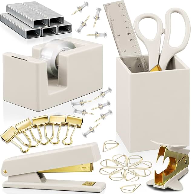 Aesthetic Desk Organizer Set with Gold Finish