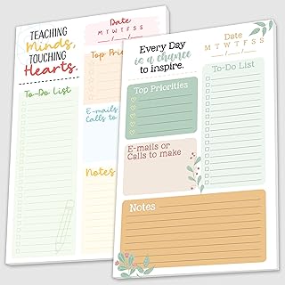2-Pack 50-Sheet Minimalist Teacher To-Do List Notepad