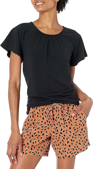Women's Regular-Fit Cape Sleeve Open Crewneck T-Shirt