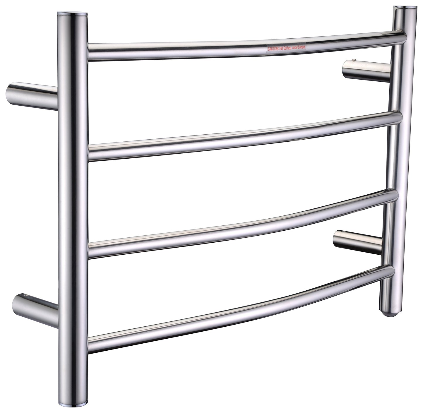 Glow 4-Bar Wall Mounted Towel Warmer in Polished Chrome  Energy Efficient 40W Electric Plug in Heated Towel Rack  Stainless Steel Towel Heater Rail Quick Towel Dryer  TW-AZ018CH