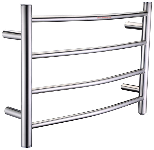 Glow 4-Bar Wall Mounted Towel Warmer in Polished Chrome  Energy Efficient 40W Electric Plug in Heated Towel Rack  Stainless Steel Towel Heater Rail Quick Towel Dryer  TW-AZ018CH