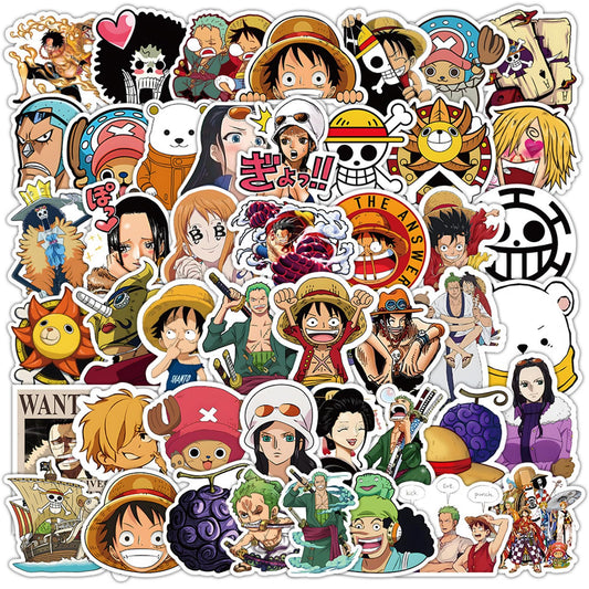 50 Anime One Piece Cartoon Stickers for Kids