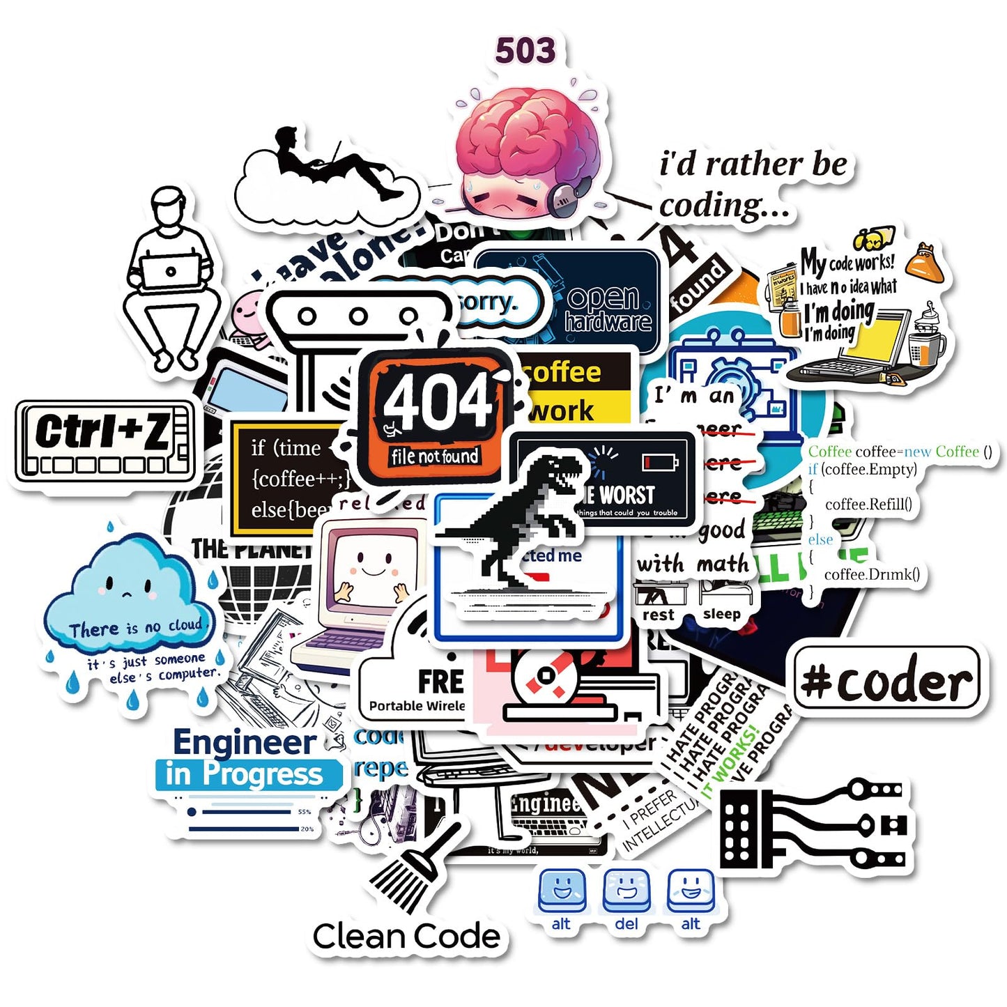 50 Waterproof Programming Stickers for Laptop and More