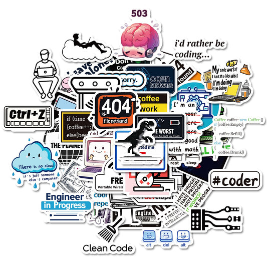 50 Waterproof Programming Stickers for Laptop and More