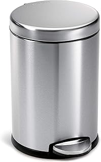 Round 4.5L Bathroom Step Trash Can in Brushed Steel