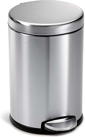 Round 4.5L Bathroom Step Trash Can in Brushed Steel