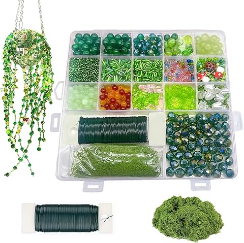 Green Glass Beads Kit for Succulents and Crafts