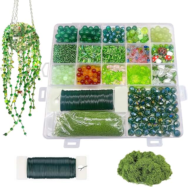 Green Glass Beads Kit for Succulents and Crafts