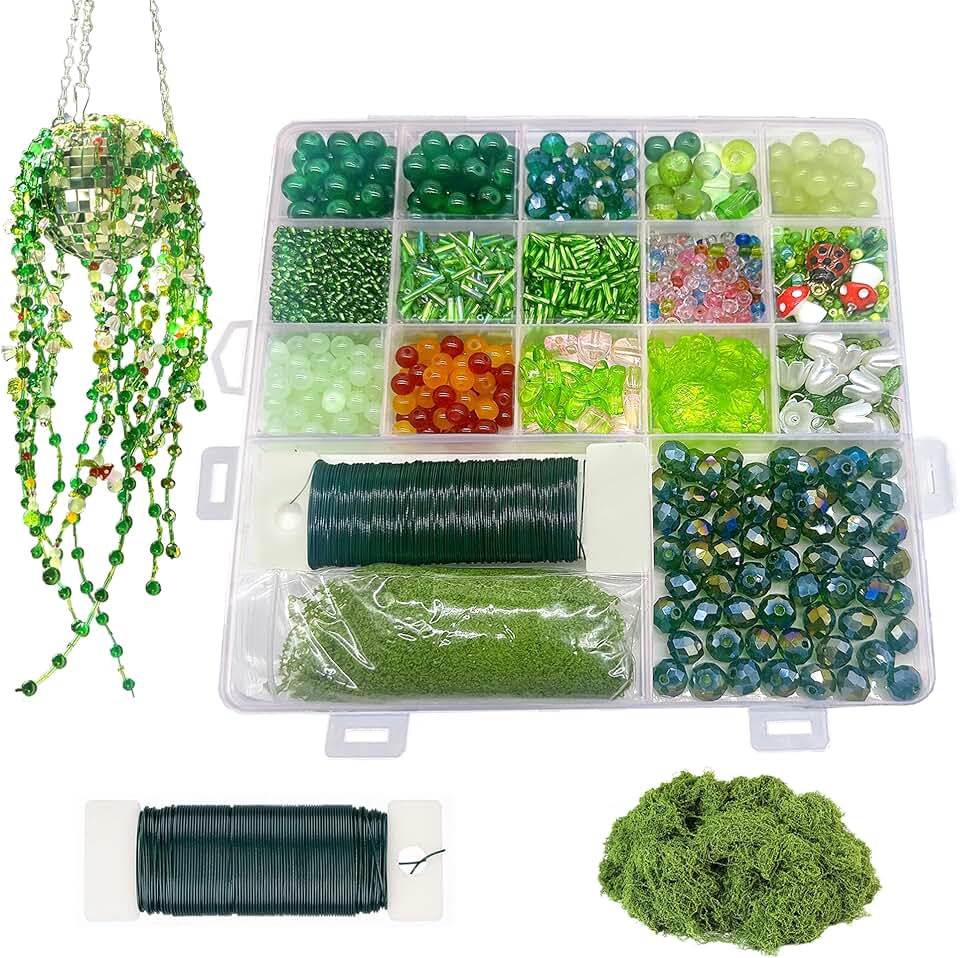 Green Glass Beads Kit for Succulents and Crafts