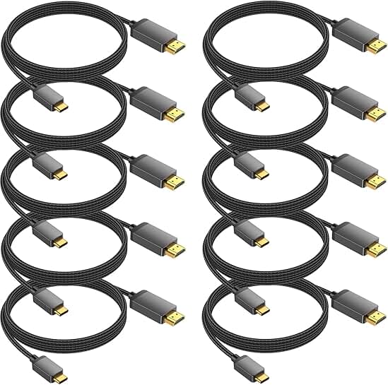 10-Pack USB C to HDMI 4K Cable, 6ft, Slim, Male