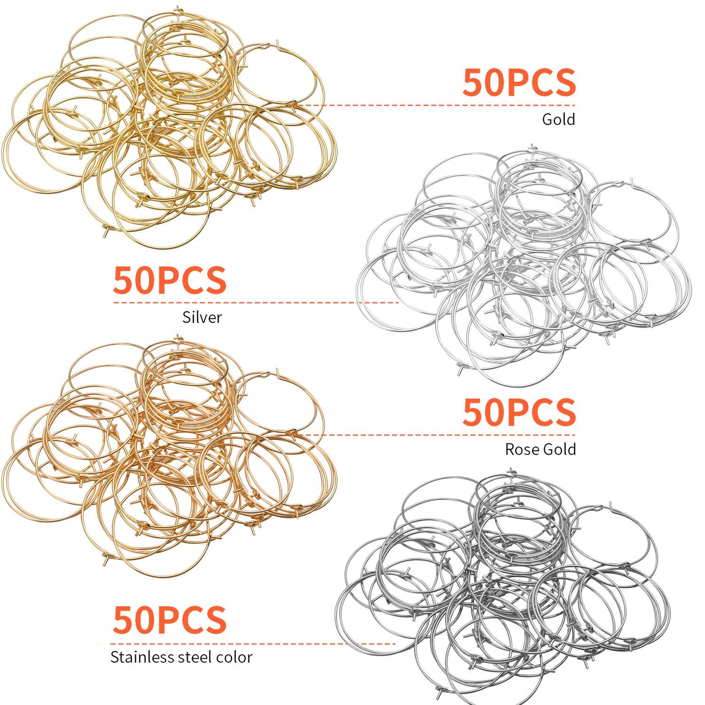 200pcs 25mm Wine Glass Charm Rings for Jewelry and Party Decoration