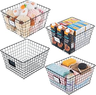 Set of four large handmade wire storage baskets