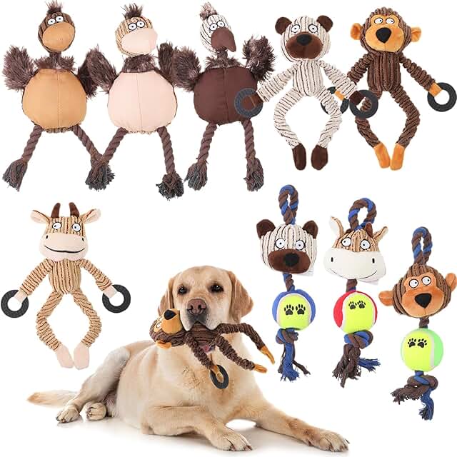 9 Pcs Soft Plush Dog Toys for Small and Medium Dogs