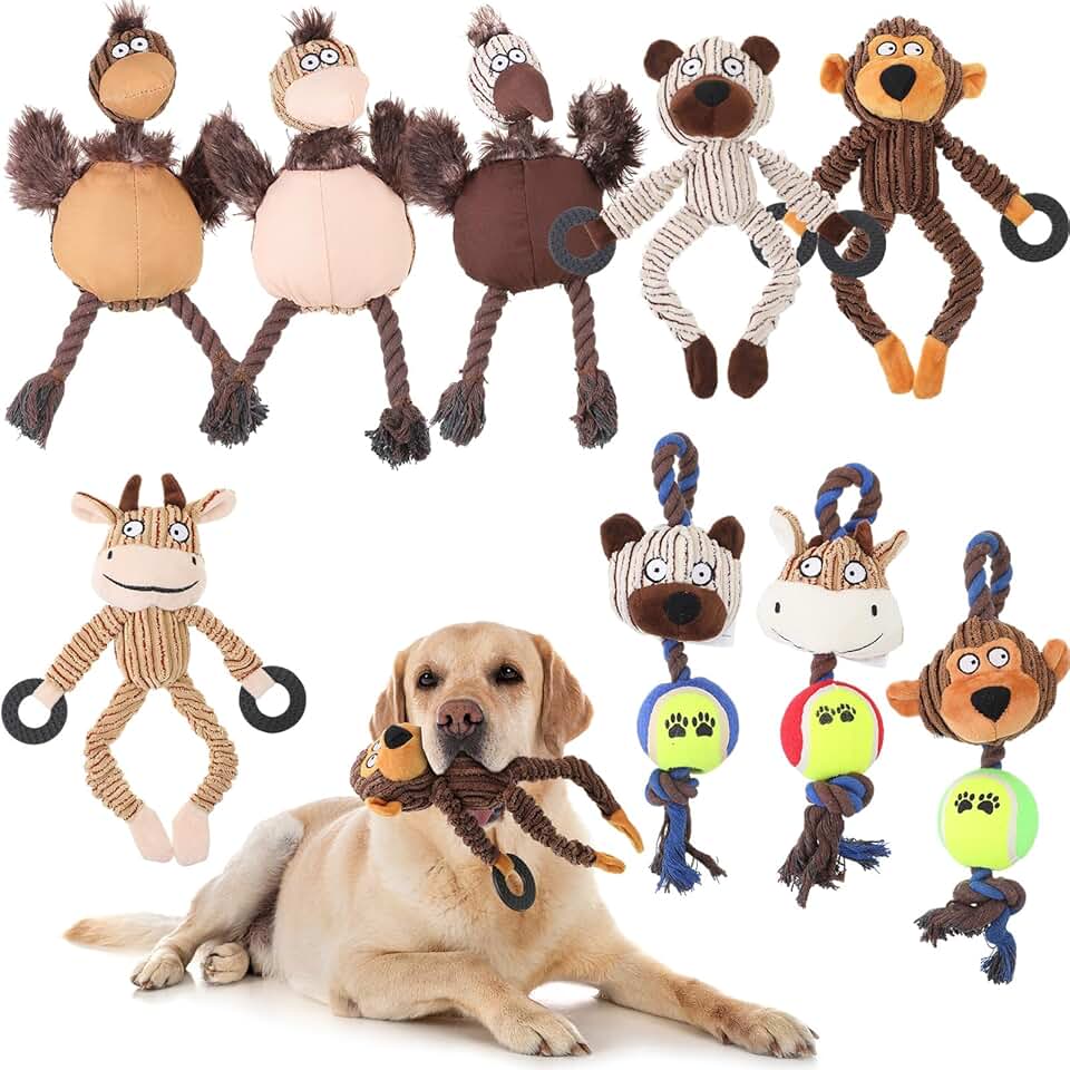 9 Pcs Soft Plush Dog Toys for Small and Medium Dogs