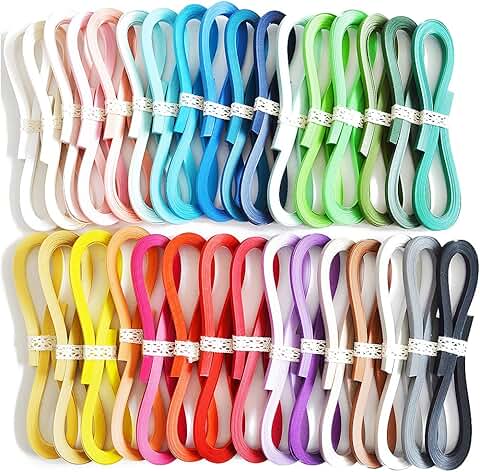 32-Color Quilling Paper Strips Set, 1280 Strips