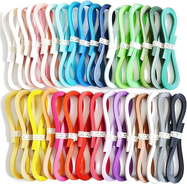 32-Color Quilling Paper Strips Set, 1280 Strips