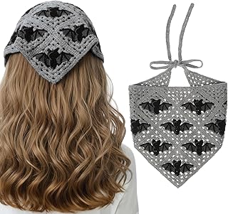 Gothic Crochet Headband with Bat Pattern for Women