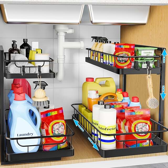 2 Pack Under Sink Organizers with 2 Tiers