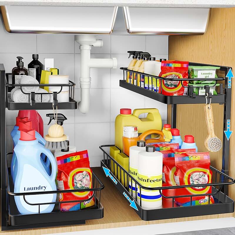 2 Pack Under Sink Organizers with 2 Tiers