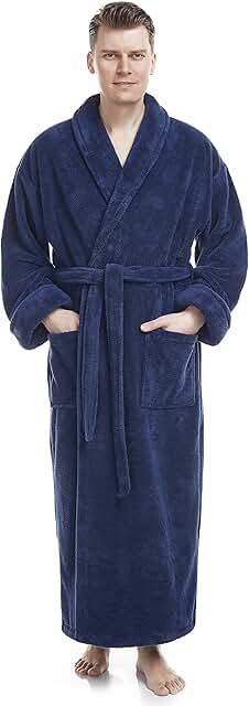 Men's Full-Length Shawl Collar Fleece Robe