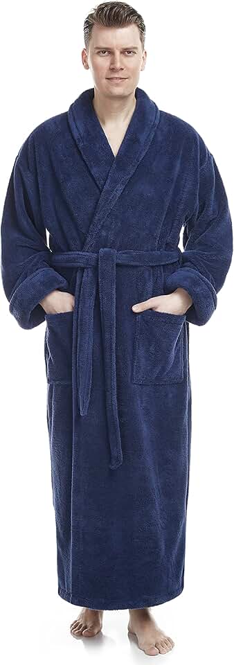 Men's Full-Length Shawl Collar Fleece Robe