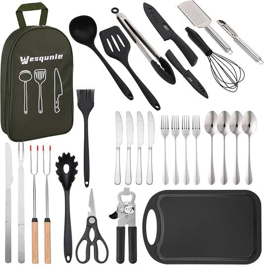 13-Piece Silicone Kitchen Utensil Set with Wooden Handles