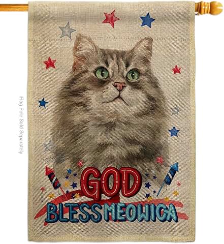 Patriotic Siberian Cat House Flag for Garden Yard
