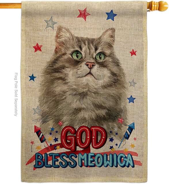 Patriotic Siberian Cat House Flag for Garden Yard