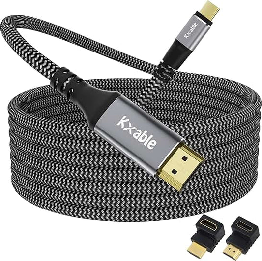 50 ft USB C to HDMI cable, 4K braided cord