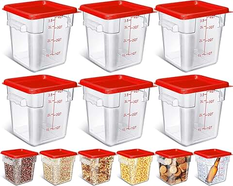 Six Clear Square Food Storage Containers with Lids